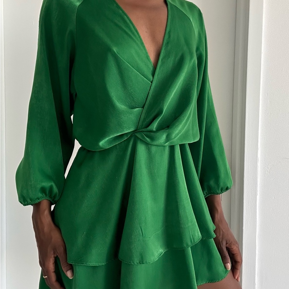 Elegant Green Wrap Dress